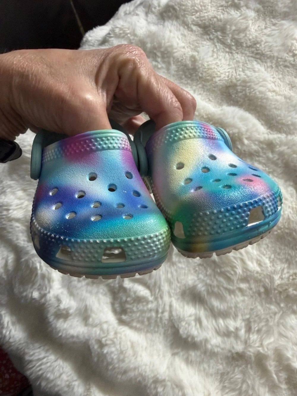 CROCS Tie-Dye Pastel Clog in Blue, Purple, Green